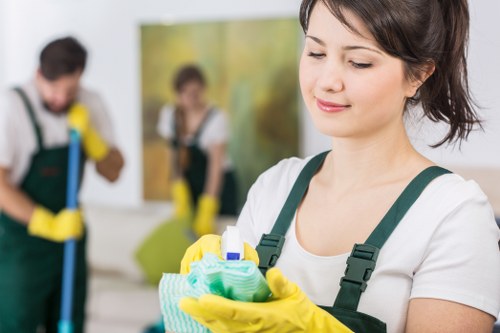 Post-service carpet care and inspection area